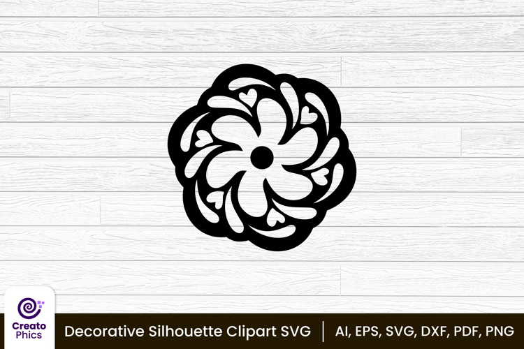 decorative element silhouette floral clipart SVG | printable