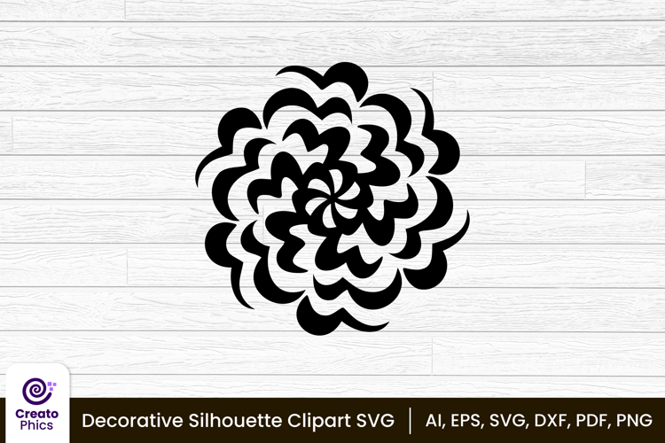 decorative element silhouette floral clipart SVG | printable