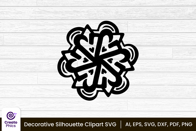 decorative element silhouette floral clipart SVG | printable