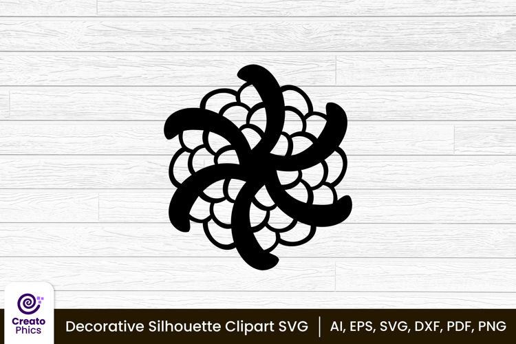 decorative element silhouette floral clipart SVG | printable