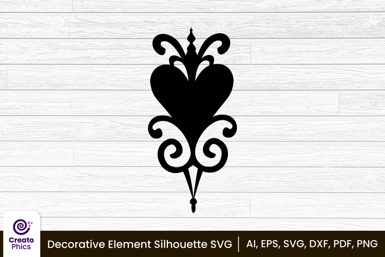 decorative element silhouette floral clipart SVG | printable