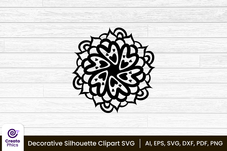 decorative element silhouette floral clipart SVG | printable