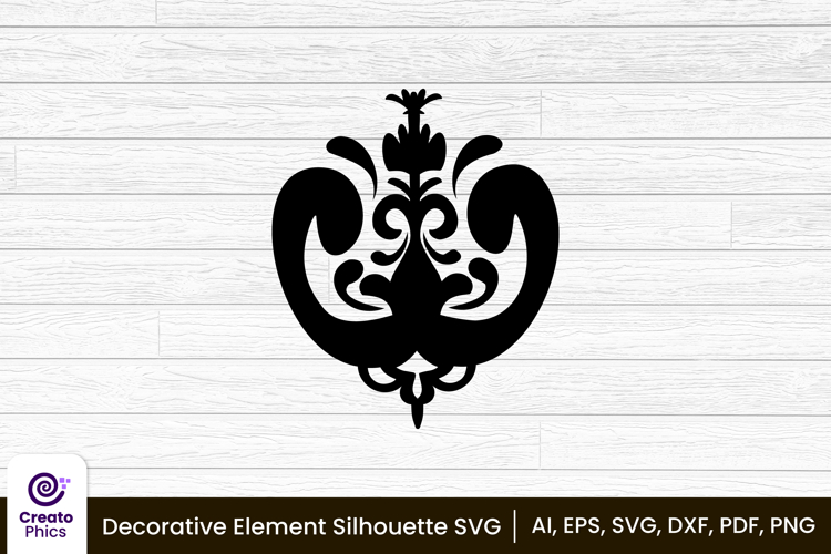 decorative element silhouette floral clipart SVG | printable