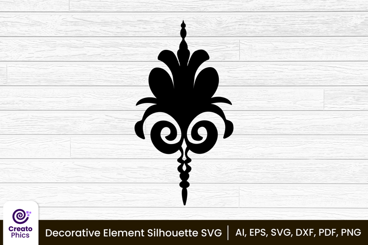 decorative element silhouette floral clipart SVG | printable