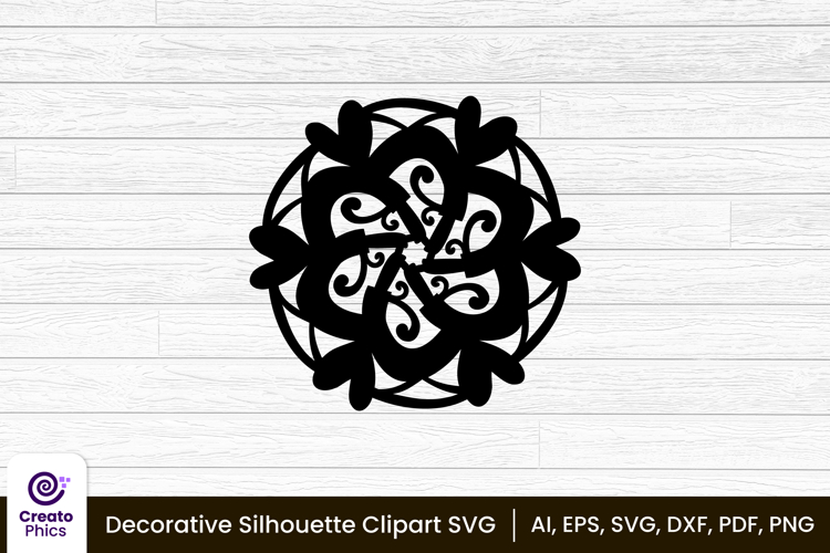 decorative element silhouette floral clipart SVG | printable