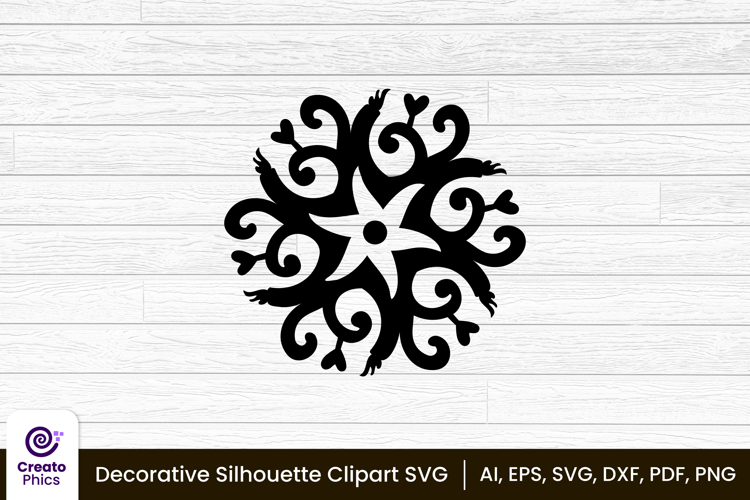 decorative element silhouette floral clipart SVG | printable
