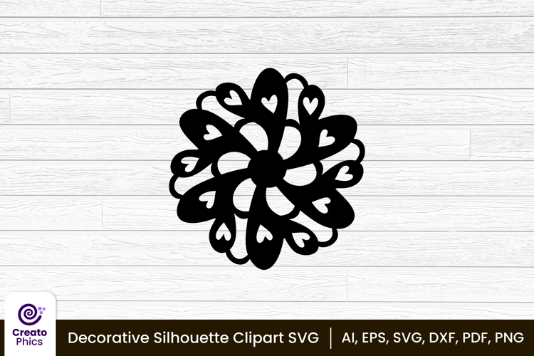 decorative element silhouette floral clipart SVG | printable