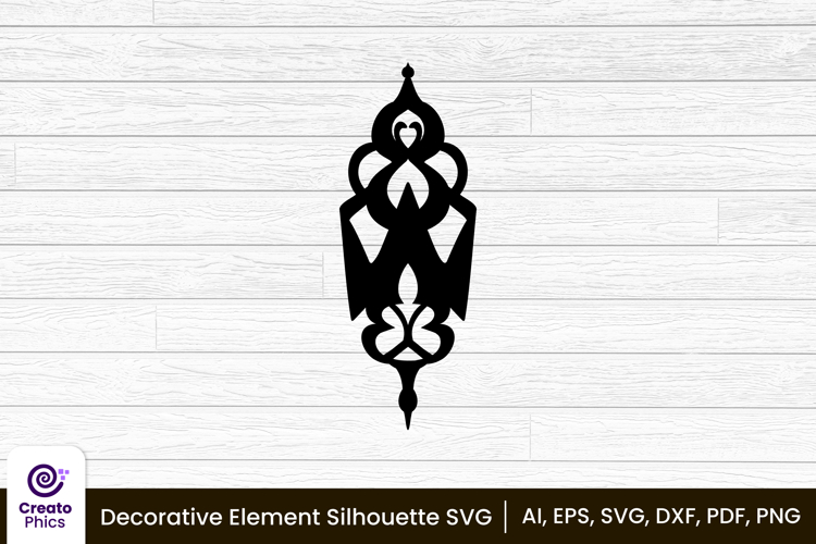 decorative element silhouette floral clipart SVG | printable