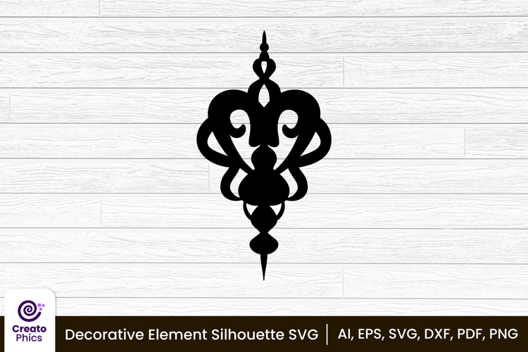 decorative element silhouette floral clipart SVG | printable