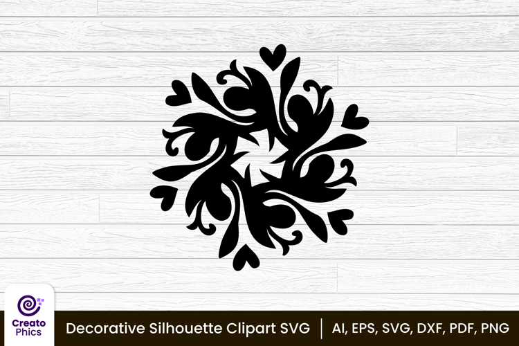 decorative element silhouette floral clipart SVG | printable