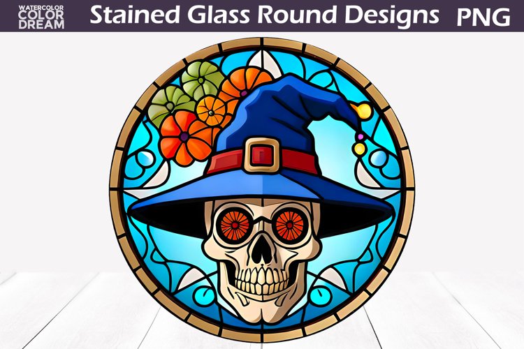 Skull Halloween Stained Glass | Halloween Design example image 1
