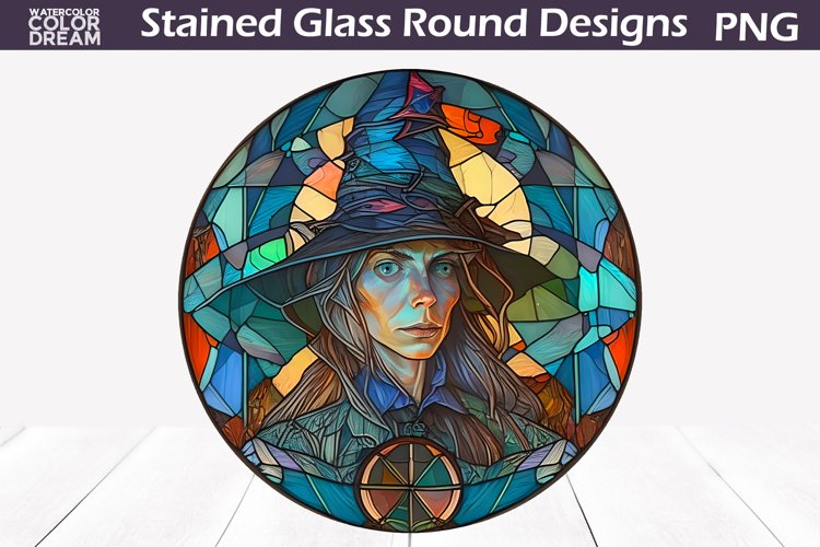 Witch Stained Glass PNG | Halloween Sublimation Design