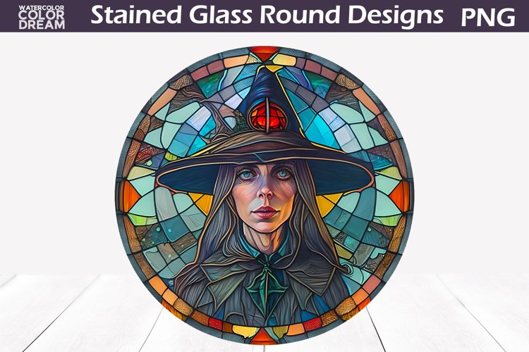 Halloween Stained Glass PNG | Witch Sublimation Design