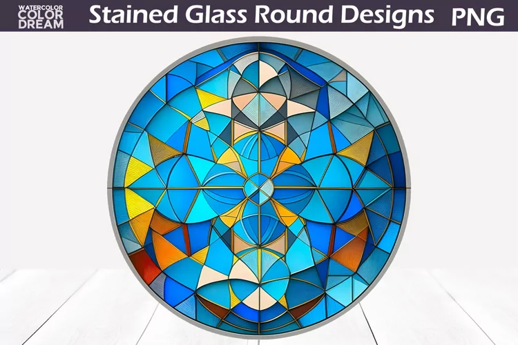 Blue Abstraction Stained Glass Design | Stained Glass Round