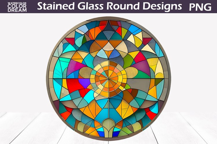 Abstraction Stained Glass | Stained Glass Round PNG