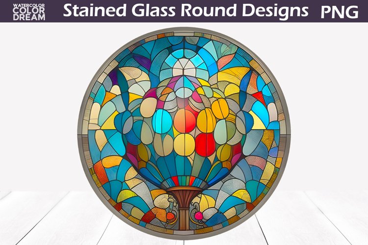 Air Balloon Stained Glass Round | Abstraction Stained Glass example image 1