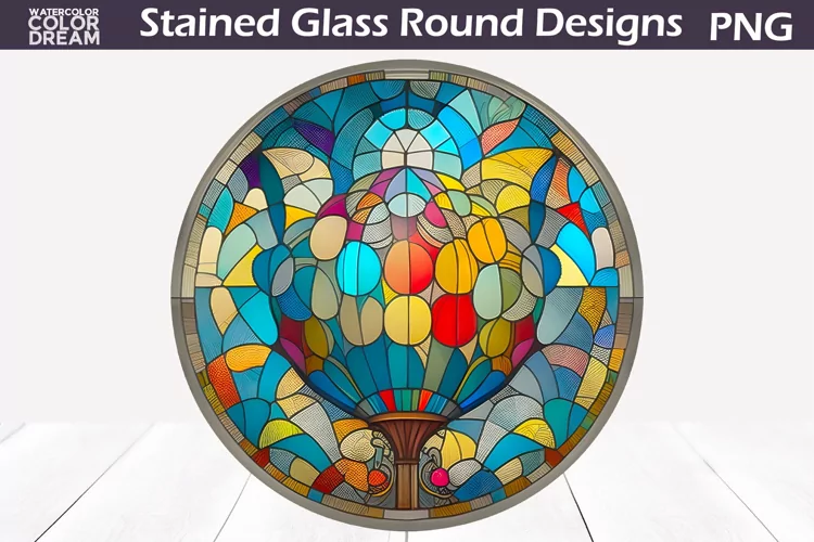 Air Balloon Stained Glass Round | Abstraction Stained Glass