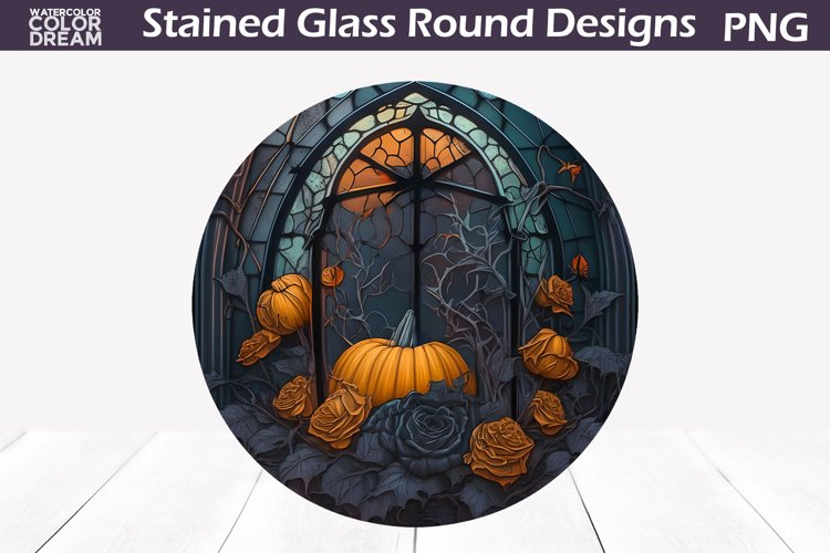 Fall Roses Stained Glass | Halloween Stained Glass example image 1