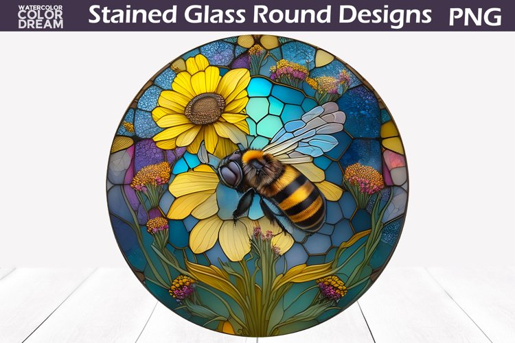 Bee Stained Glass Sublimation | Bee Round Design