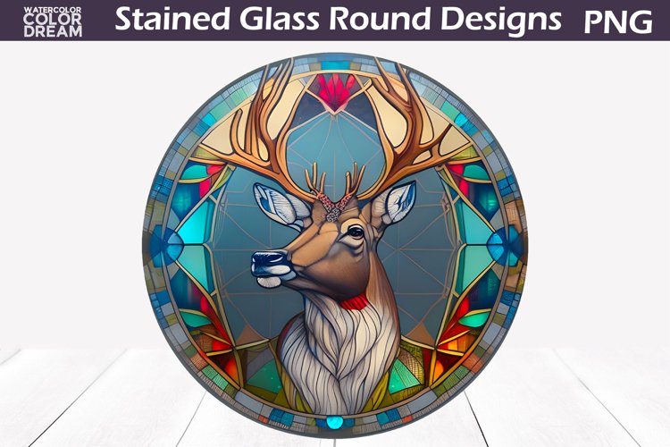 Deer Stained Glass | Deer Round Design example image 1