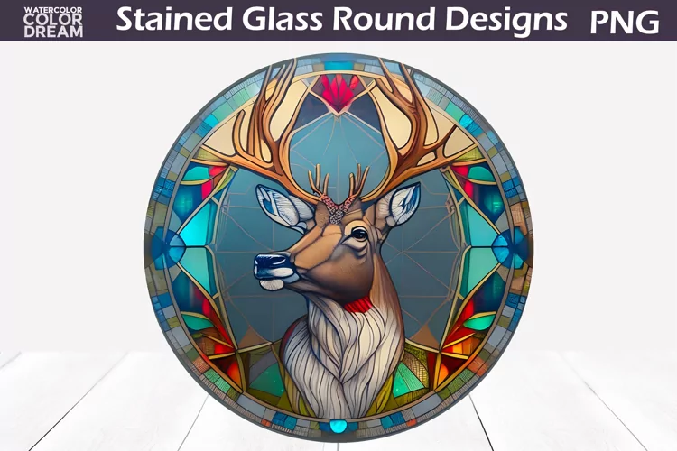 Deer Stained Glass | Deer Round Design