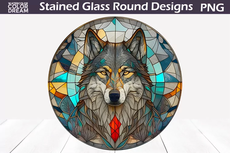 Wolf Stained Glass | Wolf Round Design