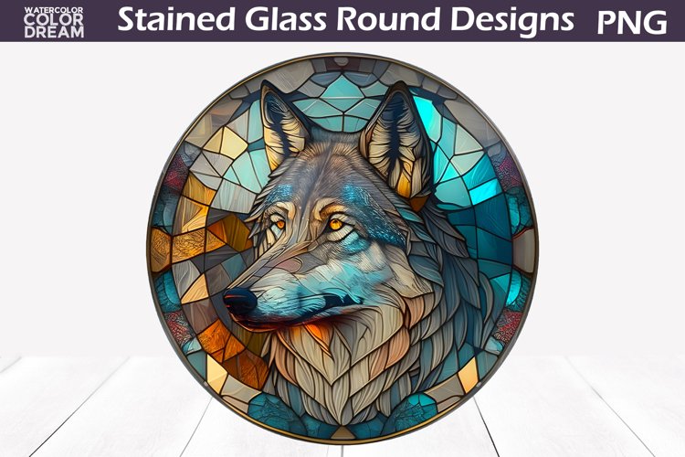 Wolf Stained Glass | Wolf Round Design