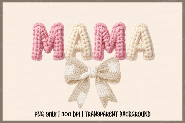 Mama knitted letters, Pastel yarn crochet style