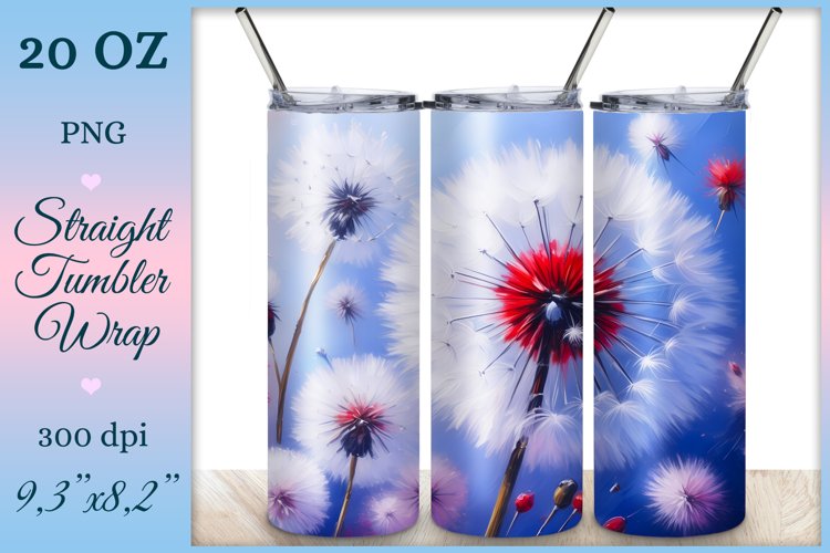This enchanting sublimation tumbler wrap design encapsulates the serene beauty of meadow flowers, poppies and dandelions, bringing a touch of nature's elegance to your everyday routine.