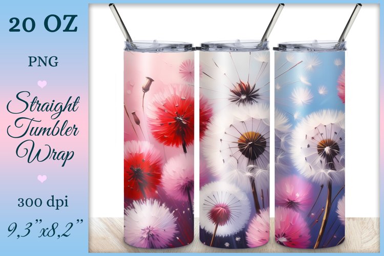 This enchanting sublimation tumbler wrap design encapsulates the serene beauty of meadow flowers, poppies and dandelions, bringing a touch of nature's elegance to your everyday routine.