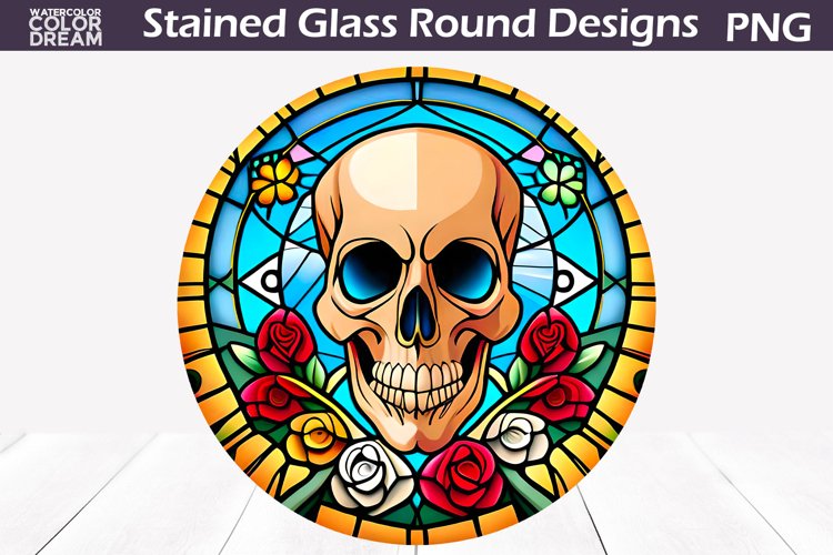 Skull Roses Stained Glass | Skull Flowers Wind Spinner