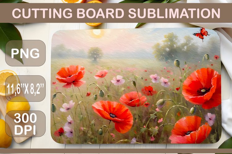 Sublimation Design, Meadow Flowers, Kitchen Cutting Board