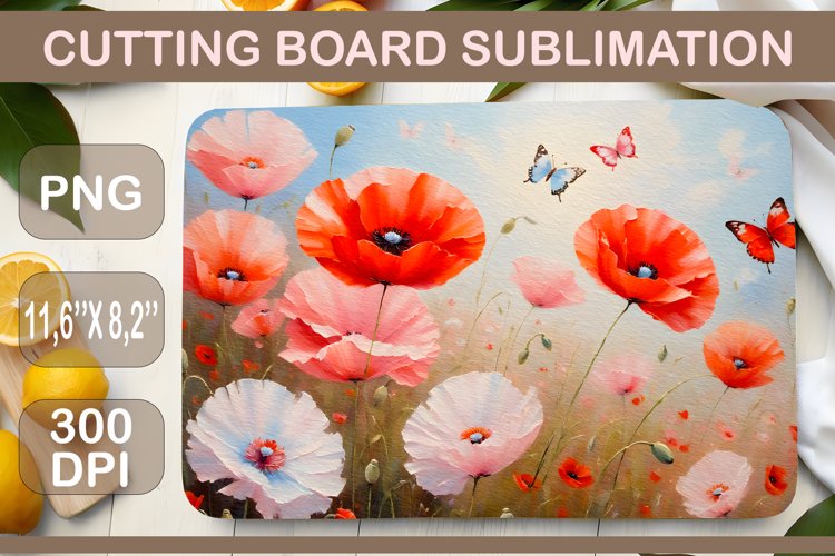 Sublimation Design, Meadow Flowers, Kitchen Cutting Board