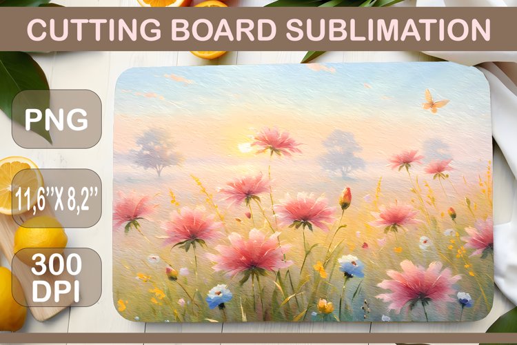 Sublimation Design, Meadow Flowers, Kitchen Cutting Board