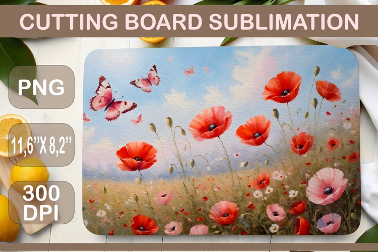 Sublimation Design, Meadow Flowers, Kitchen Cutting Board