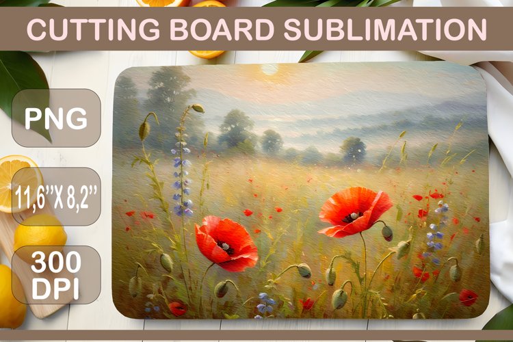 Sublimation Design, Meadow Flowers, Kitchen Cutting Board