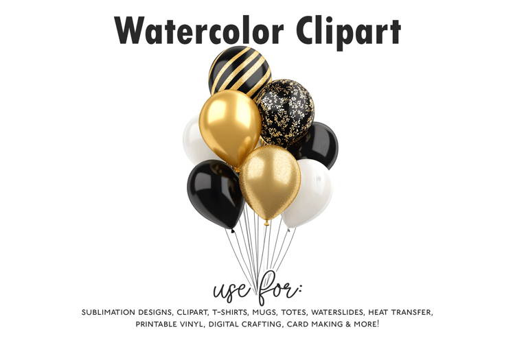 Black Gold & White Balloon Clipart