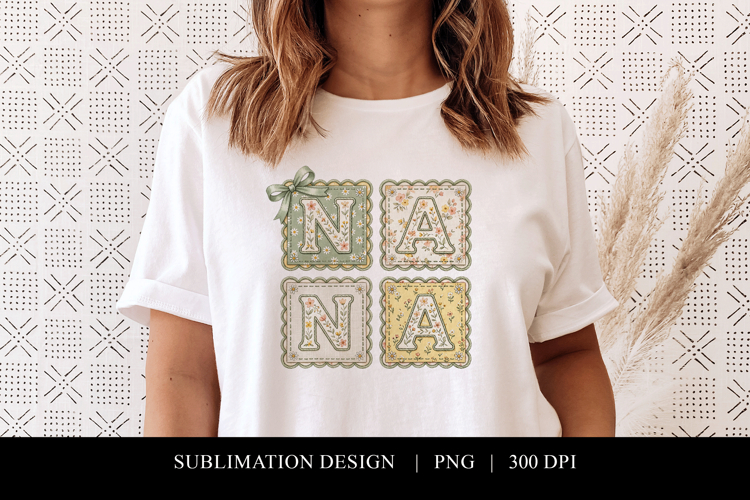 Floral Nana Patchwork Sublimation Design