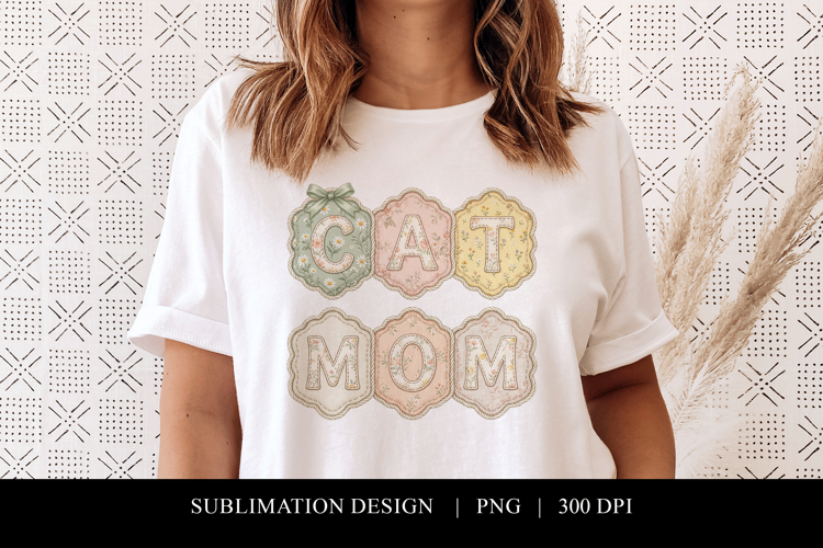 Floral Cat Mom Patchwork Sublimation File