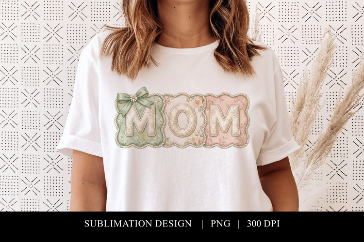 Vintage Mom Patchwork Floral Sublimation Graphic