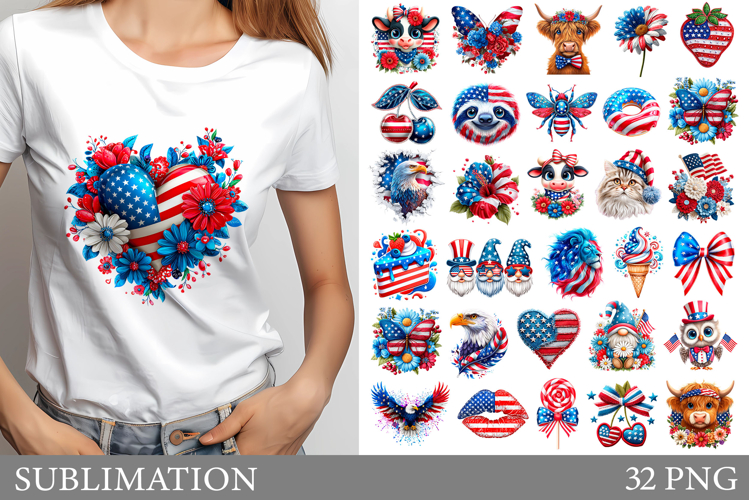 Patriotic Sublimation Bundle. Patriotic T-Shirt Design