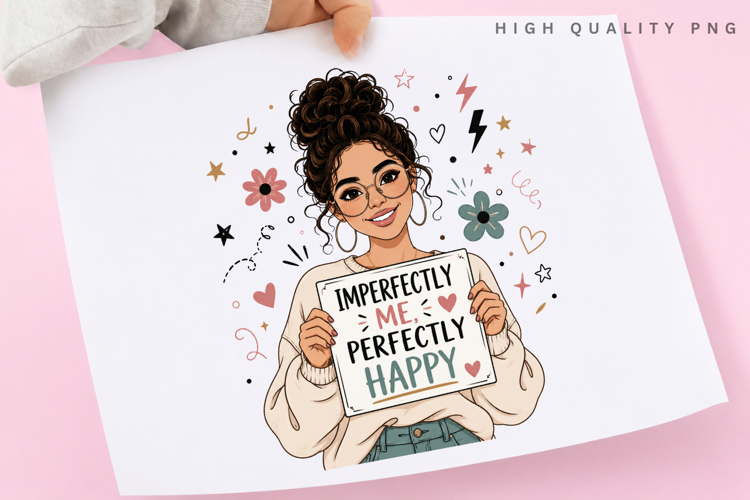 Imperfectly Me Perfectly Happy PNG Sublimation Design