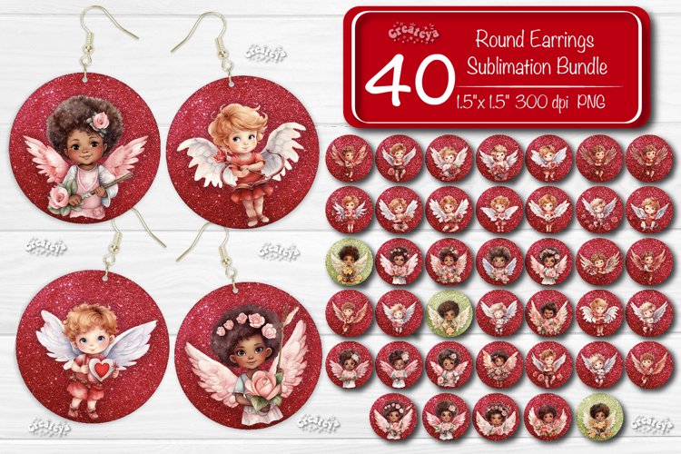 Sublimation earring bundle Round earring Valentine design