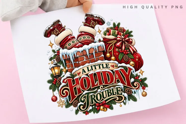 A Little Holiday Trouble Funny Christmas Boots Chimney Gift