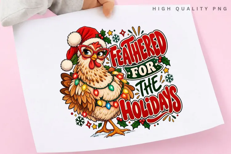 Festive Chicken Christmas Holiday Funny Winter Seasonal PNG