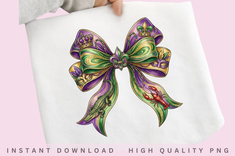 Mardi Gras Coquette Bow PNG Design example image 1