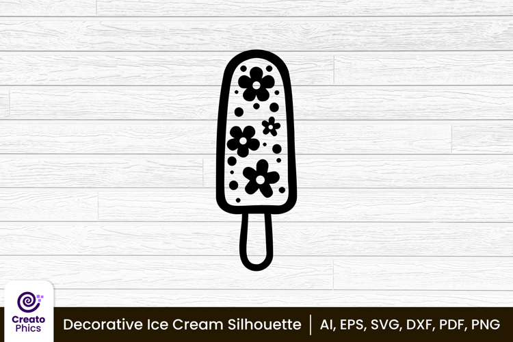 decorative ice cream silhouette food clipart SVG, printable