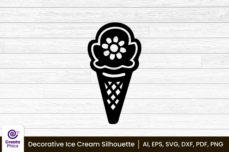 decorative ice cream silhouette food clipart SVG, printable