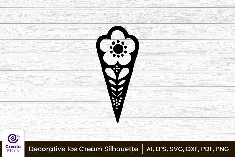 decorative ice cream silhouette food clipart SVG, printable