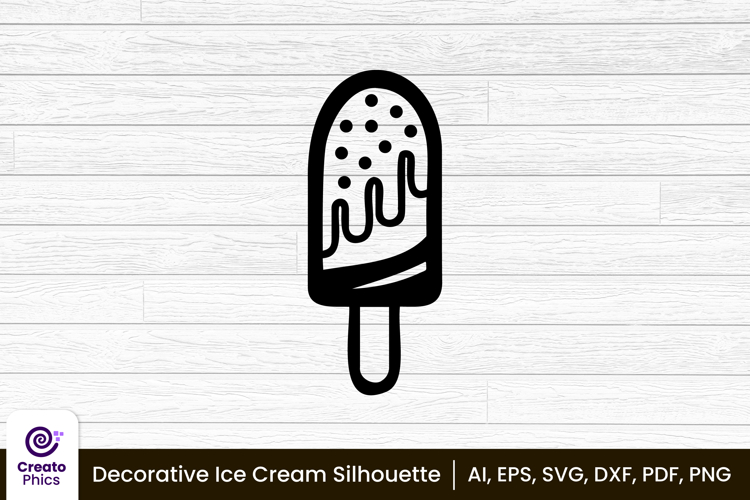 decorative ice cream silhouette food clipart SVG, printable